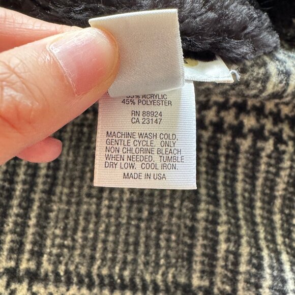 VINTAGE TALBOTS ZIPPER JACKET HERRINGBONE BLACK WHITE SIZE LARGE - Picture 7 of 10
